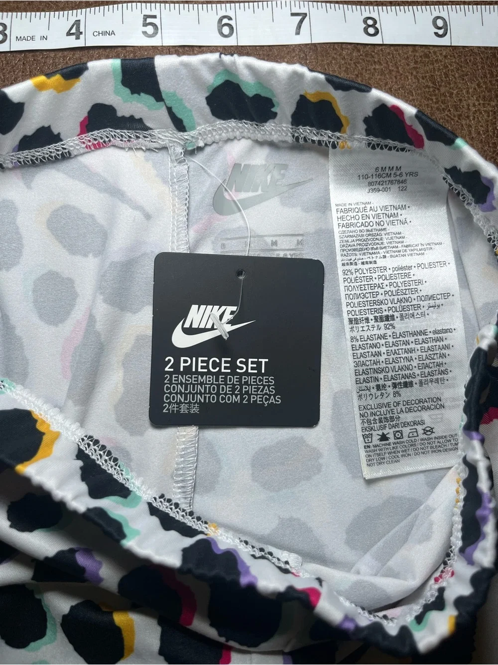 *NEW* NIKE Girl's Size 6 Shirt & Leggings 2 Piece Logo Set Leopard Print